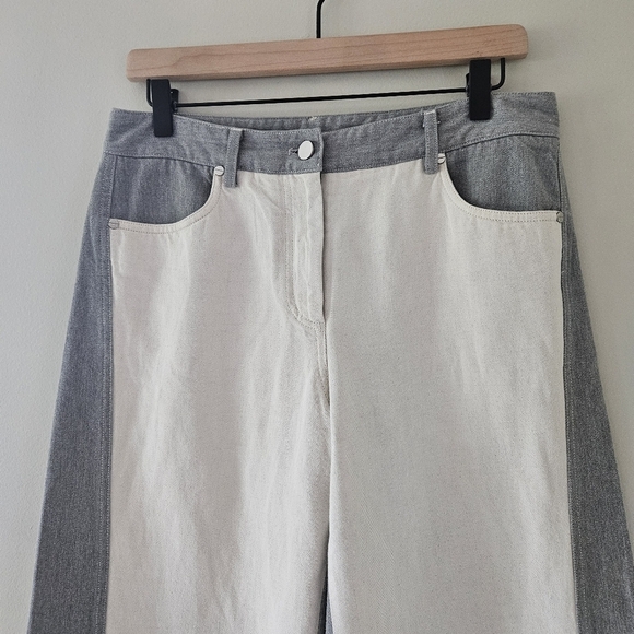 TWP Joanna Two-toned Linen-blend Pants In Natural Heather Grey - Picture 2 of 9
